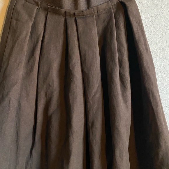 Vintage Body By Victoria Linen Blend Embroidered A-Line Retro Brown Midi Skirt 0 - Picture 7 of 12